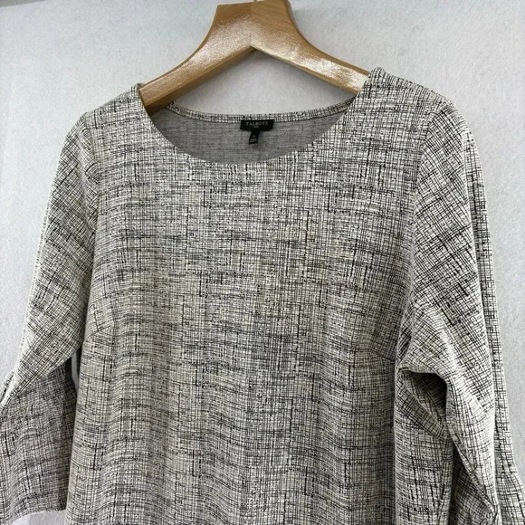 Talbots Women’s Plus Gray Cross Hatch Bell Sleeve Top Size X (1X) Casual Career - Picture 4 of 6